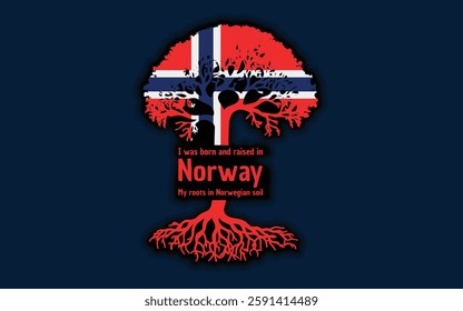 Norwegian roots and symbolism: a tree with the Norwegian flag, embodying national pride and love for nature