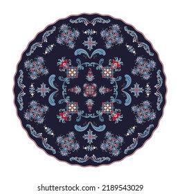 Norwegian Rosemaling design element, vector illustration