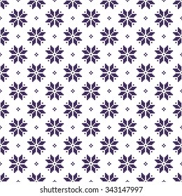 Norwegian seamless christmas patterns. Winter holiday backgrounds. Seamless patterns with purple and white colors. Used for  wrap, textile, paper. Merry Christmas and Happy New Year.