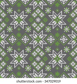 Norwegian seamless pattern. Scheme of knitting and embroidery. Vector. Background.