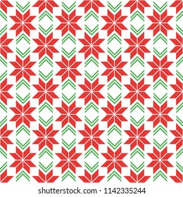 Norwegian seamless vector pattern in red, green and white colors