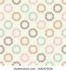 Norwegian snowflakes. Ethnic boho seamless pattern. Lace. Embroidery on fabric. Patchwork texture. Traditional ornament. Tribal pattern. Folk motif. Can be used for wallpaper, textile, wrapping, web.