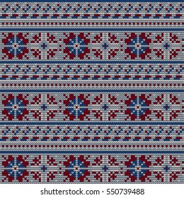 Norwegian star vector knitting seamless pattern, rwb