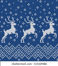 Norwegian sweater deer. Seamless Knitting Pattern