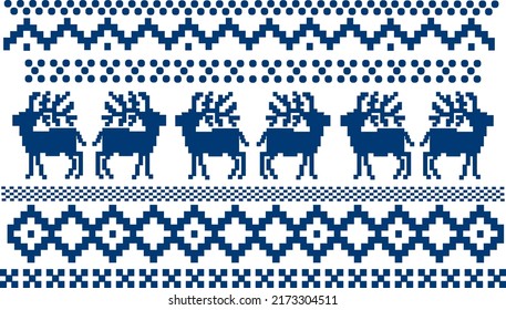 Norwegian sweater pattern with deer and polka dots