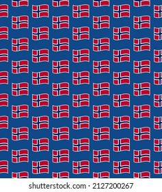 Norwegian wavy flag on blue background, seamless pattern