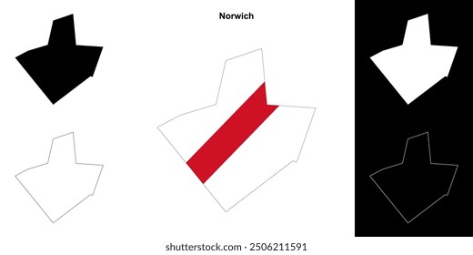 Norwich blank outline map set