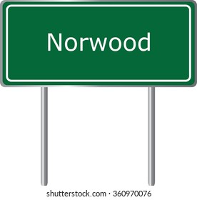 Norwood , Colorado, road sign green vector illustration, road table, USA city