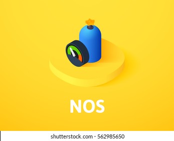 NOS icon, vector symbol in flat isometric style isolated on color background svg