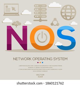 NOS mean (Network Operating System) Computer and Internet acronyms ,letters and icons ,Vector illustration.
