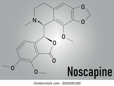 Noscapine Antitussive Drug Molecule. Skeletal Formula.