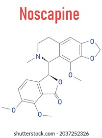 Noscapine Antitussive Drug Molecule. Skeletal Formula.