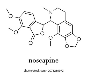 Noscapine Antitussive Drug Molecule.  Skeletal Formula.