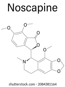 Noscapine Antitussive Drug Molecule. Skeletal Formula.