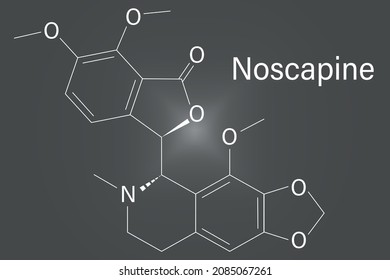 Noscapine Antitussive Drug Molecule. Skeletal Formula.