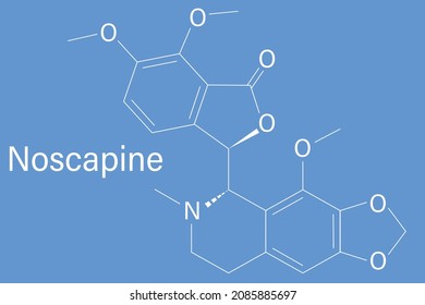 Noscapine Antitussive Drug Molecule. Skeletal Formula.