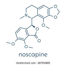 Noscapine Antitussive Drug Molecule.  Skeletal Formula.