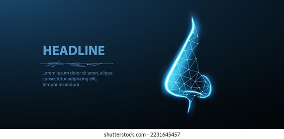 Nose. Abstract vector illustration. Isolated on blue. Nose plastic, allergic rhinitis, women plastic surgeon, face surgery, profile correction, rhinoplasty concept. Allergy symbol. Isolated on blue