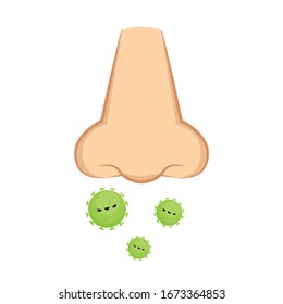 Nose and bacteria vector. free space for text. bacteria vector pattern. Virus vector.