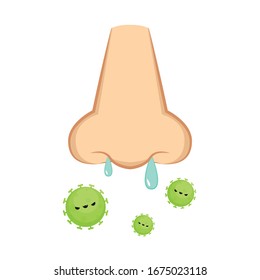 Nose and bacteria vector. free space for text. bacteria vector pattern. Virus vector.