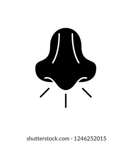 Nose black icon, vector sign on isolated background. Nose concept symbol, illustration 