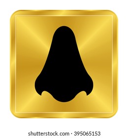 Nose - black vector icon;  gold button