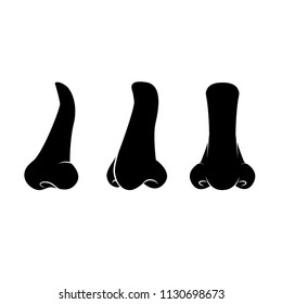 Nose black vector icon isolated on white background. 