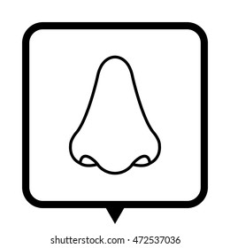 Nose - black vector icon;  message bubble