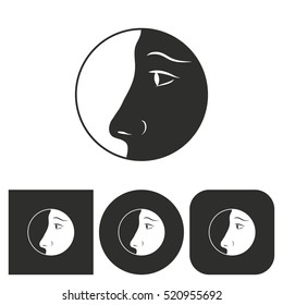 Nose - black and white icons. Vector illustration.
