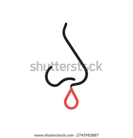 Nose bleeding with visible blood drop epistaxis symptom icon