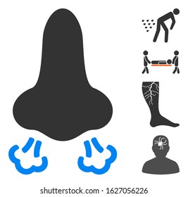 Nose breath icon. Illustration contains vector flat nose breath pictogram isolated on a white background, and bonus icons.