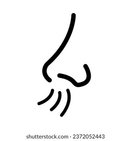 Nose and nose breath icon. Smelling nose. Vector.