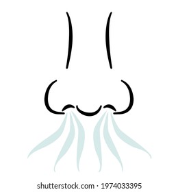 Nose breathing  sign vector isolate 