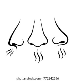 Nose breathing vector pictogram isolated on white background