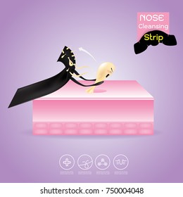 nose cleansing strip vector, concept product  with acne problem on nose.