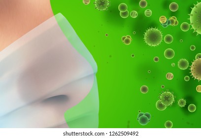 nose closed with a medical mask. protection against dust and bacteria. vector template