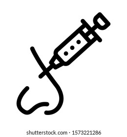Nose Cosmetology Injection Icon Vector. Outline Nose Cosmetology Injection Sign. Isolated Contour Symbol Illustration