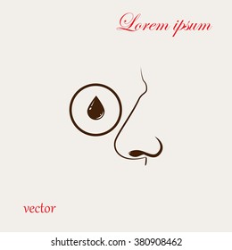 Nose, drop, dropper,  icon , flat design. Vector illustration.