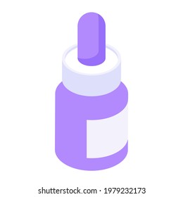 Nose dropper bottle, editable isometric icon 