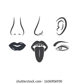 nose ear eye lips tongue vector icon of human senses illustration design 