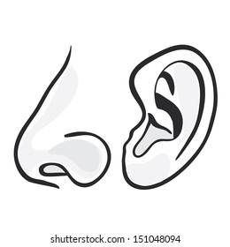 NOSE AND EAR outline VECTOR 