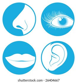 Nose, eye, mouth and ear pictograms collection - vector illustration