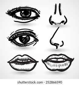 Nose eyes lips doodle collection