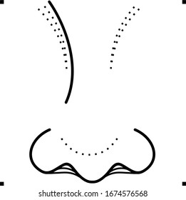  Nose front view icon in outlines