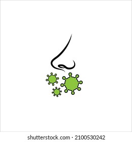 nose and germs, dangerous virus, vector, illustration, icon