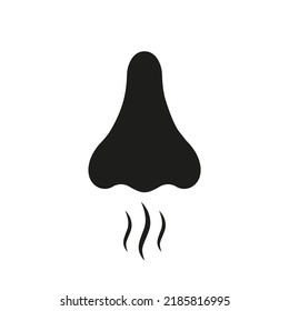 Nose Human Smell Black Silhouette Icon. Nasal Odor Sniff Glyph Pictogram. Bad Aroma Air Breath Flat Symbol. Nose Loss Sense Scent Smell Sign on White Background. Isolated Vector Illustration.