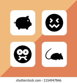 nose icon. 4 nose set with sick, rat and pig vector icons for web and mobile app