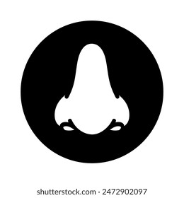 Nose icon design, human nose vector illustration, sense of smell, black circle flat icon
