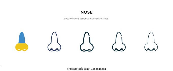 nose icon in different style vector illustration. two colored and black nose vector icons designed in filled, outline, line and stroke style can be used for web, mobile, ui