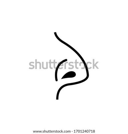 Nose icon in line style on white. Vector illustration. Organ icon